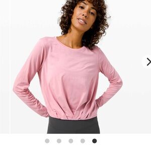 Lululemon Pleats and Thank you Long Sleeve Pink Taupe Size 8